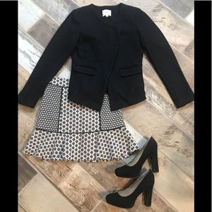 Loft XXSP Black and White Flippy Skirt